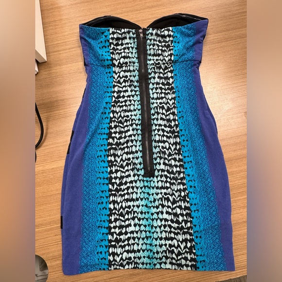 Y2k‎ style Rampage Strapless Blue and Black Patterned Dress - Picture 6 of 8